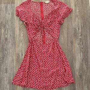 La Hearts Red Floral Mini Dress